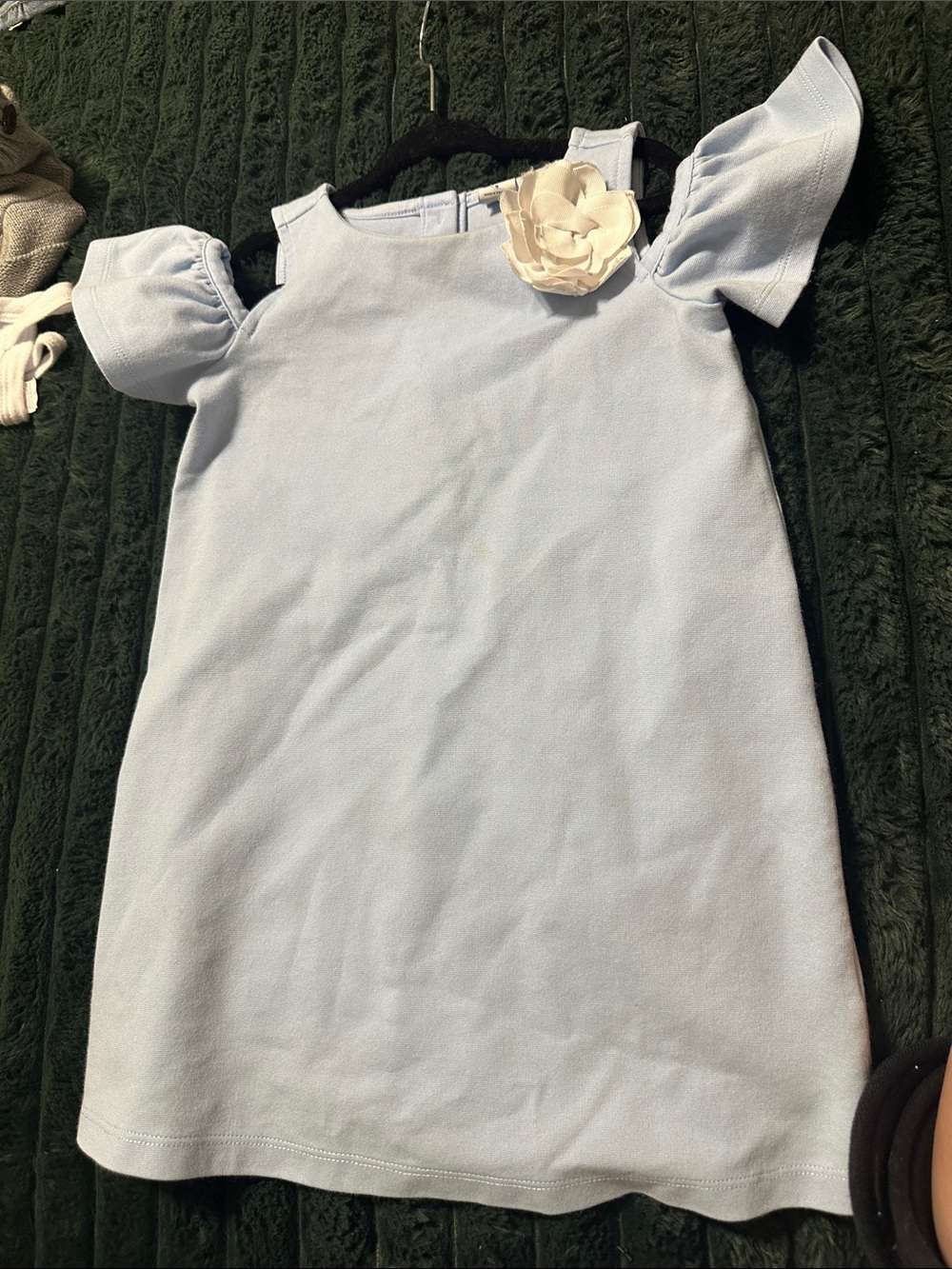 Janie and Jack Pale Blue Cold-Shoulder Dress with Cream Flower